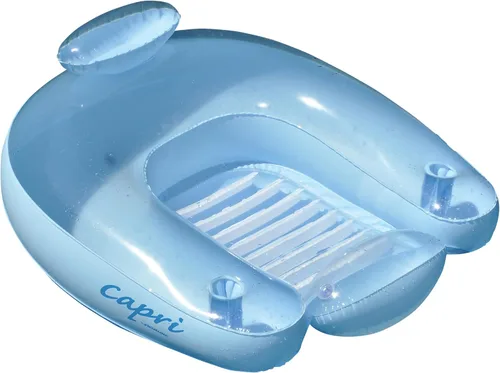 Flotador de silla de piscina azul claro transparente Capri inflable de 36.5"