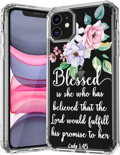Funda para iPhone 11 Bible Verses Series – Bonita Biblia Versos, citas, flores, diseños florales, inspiradoras, niñas y mujeres, suave protector,