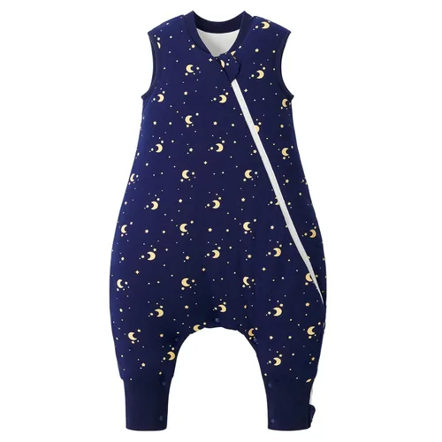 Miniatura 26 de Duomiaomiao Paquete de 2 bolsas de dormir TOG para niños de 6 a 12 meses, 100% algodón, ligero, con pies, transpirable, cómoda manta para niños