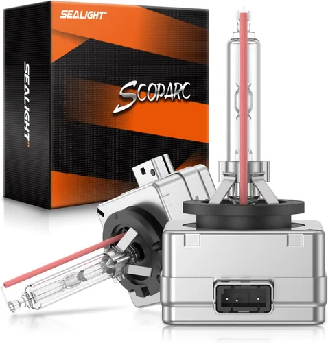 SEALIGHT Bombilla HID D1S, 6000K blanco frío 400% brillo, 35 W xenón HID repuesto 66144 66140 85140 85415 (85415C1), bombillas antiniebla Plug and
