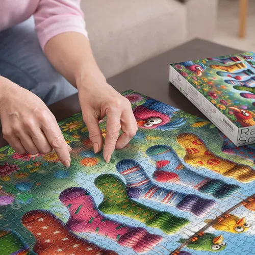 Miniatura 3 de Rompecabezas de jardín de pájaros coloridos para adultos, 1000 piezas, rompecabezas de flores y naturaleza, rompecabezas de arte de escenas lindas