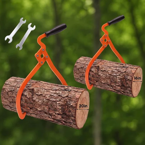 Miniatura 9 de Blulu 1 Pcs 16 Inch 2 Claw Log Tongs Logging Skidding Tongs with Non Slip Grip Stainless Steel Hand Log Grapple Lifter Handling, Dragging, Carrying