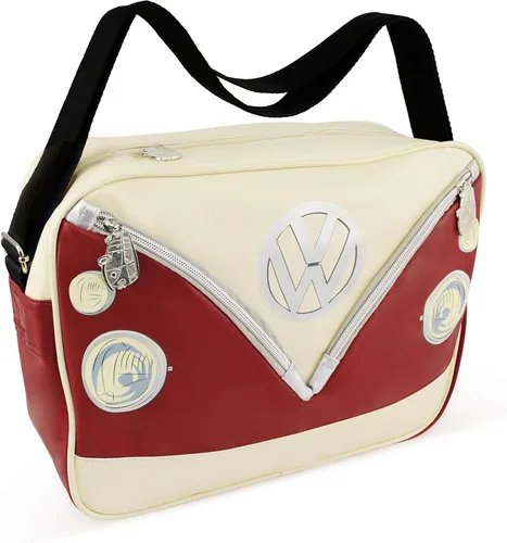BRISA VW Collection - Bolso bandolera de viaje Volkswagen con motivo de autocaravana VW T1 (parte delantera de autobús/rojo)