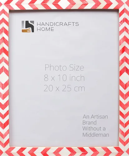 Miniatura 18 de Handicrafts Home Marco de fotos de mosaico chevron – Marco de fotos hecho a mano con incrustaciones de hueso de 4 por 6 para decoración de mesa
