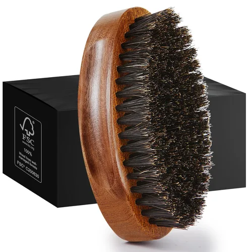 Miniatura 7 de Sosoon Cepillo de barba para hombres, cepillo de barba de cerdas de jabalí 100% puro, juego de aseo de barba que incluye peine para barba, 2 tijeras