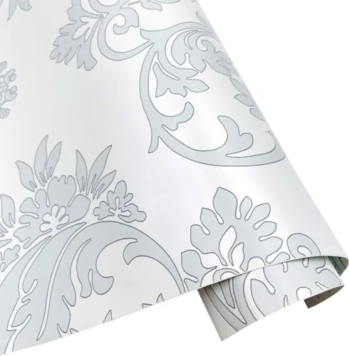 Miniatura 5 de Yifely Papel de estantería floral gris autoadhesivo para revestimiento de estante y cajón, 17.7 pulgadas por 9.8 pies