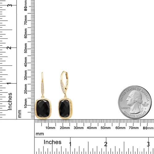 Miniatura 27 de Gem Stone King Aretes colgantes de plata de ley 925 con piedra natal y diamantes blancos cultivados en laboratorio de 4.60 quilates para mujer