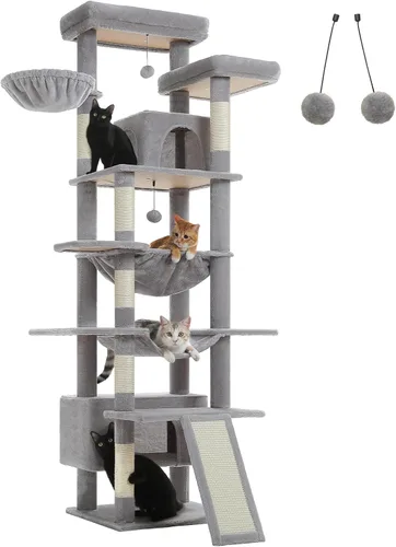 Miniatura 30 de MUTTROS Árbol para gatos de interior, torre para gatos de varios niveles de 44.5 pulgadas con hamaca grande de marco de metal, condominio para gatos