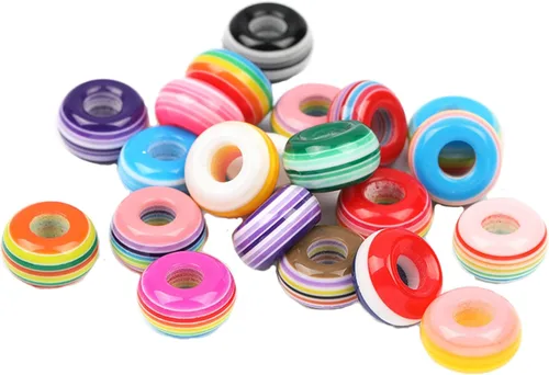 Miniatura 10 de Xeahung 100 cuentas de cristal acrílico, cuentas redondas agrietadas para hacer joyas, pulseras, cuentas espaciadoras de agujeros grandes