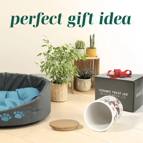 Miniatura 5 de Greenline Goods Juego de recipientes de cerámica prémium para perros – Recipiente hermético para golosinas frescas, tarro de cerámica y recipientes