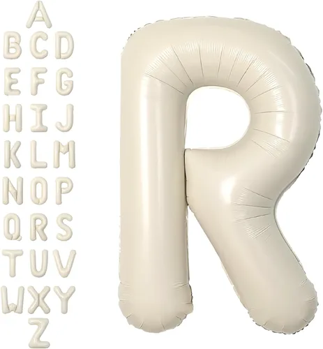 Miniatura 39 de SUWEN Globos de helio grandes de 102 cm (40 pulgadas) con letra S en color crema. Globos grandes de papel de aluminio con letra en helio, de A a Z.