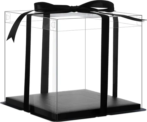 XININSUN 6 Piezas Cajas Altas para Pasteles Transparentes Caja para pastel con Cinta, 12x12x 10 pulgadas, Ideal para Pasteles Grandes de 10" y 12"