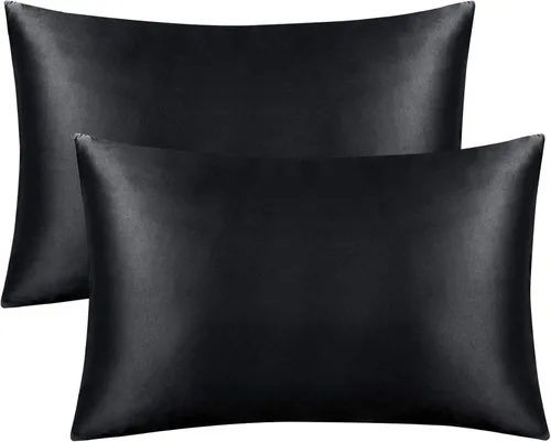 Miniatura 31 de FLXXIE Paquete de 2 fundas de almohada estándar de satén con cremallera para cabello y piel, sedosas y súper suaves (20 x 26 pulgadas), fundas