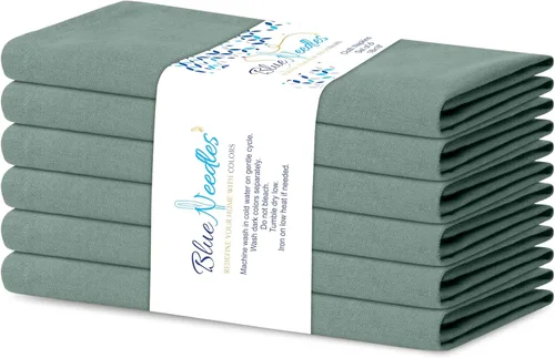 Miniatura 42 de Blue Needles - Juego de 12 servilletas de tela sólidas azul marino 100% algodón, servilletas de cena de 45 x 45 centímetros - Suave, reutilizable