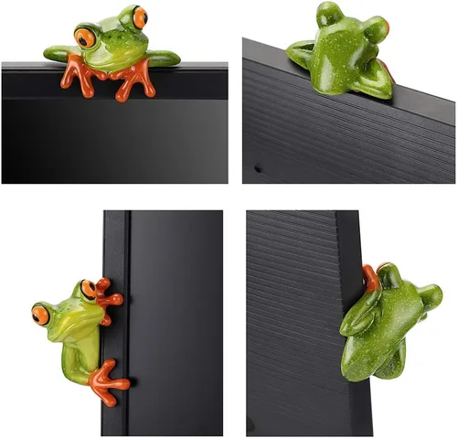 Miniatura 5 de JUXYES Juego de 2 figuras creativas de resina en 3D para decoración de monitor de computadora, figuras coleccionables de animales personalizados