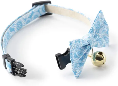 Miniatura 3 de Necoichi Kiku Ribbon Bow Tie Cat Collar (azul bebé)