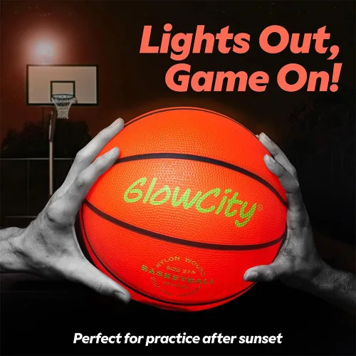 Miniatura 8 de GlowCity Baloncesto que brilla en la oscuridad – Tamaño 5, 6, 7 bola iluminada para niños, adolescentes y adultos – Juegos nocturnos al aire libre