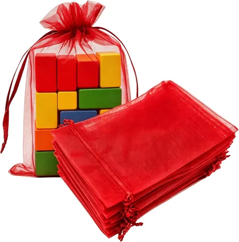 Miniatura 41 de Paquete de 50 bolsas de organza de regalo con cordón verde de 4 x 6 pulgadas para baby shower, Navidad, cumpleaños de bebé, recuerdo de fiesta