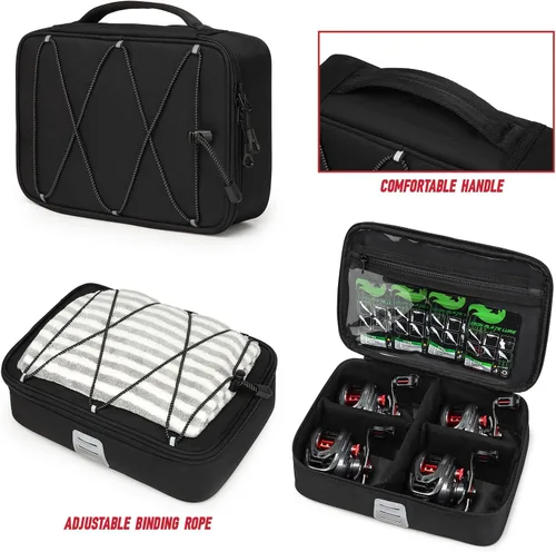 Miniatura 4 de Bolsa de aparejos de pesca, bolsa de almacenamiento de carretes de pesca desmontable, organizador de equipo de pesca, equipo de pesca duradero