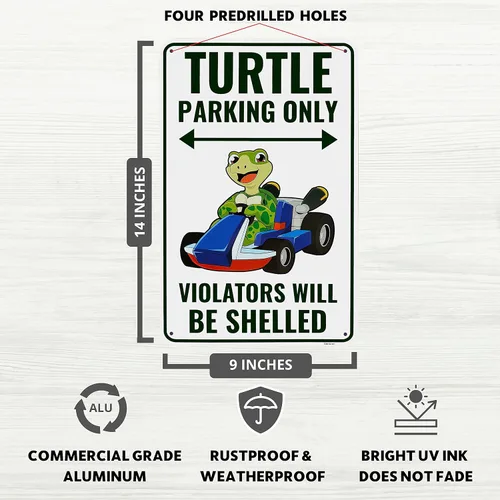 Miniatura 2 de Venicor Letrero decorativo de estacionamiento de tortuga, 9 x 14 pulgadas, aluminio, regalos de tortugas para mujeres amantes de las tortugas