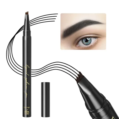 Miniatura 11 de Lápiz de cejas Microblading, lápiz líquido para cejas micro 4 puntas, lápiz de cejas de larga duración, resistente al agua y a las manchas, #01