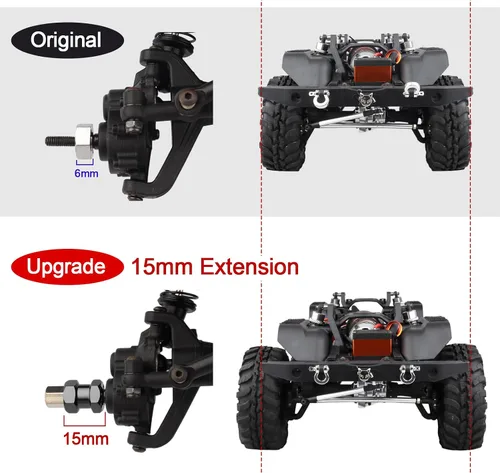 Miniatura 3 de Hobbypark - Paquete de 4 cubos de transmisión hexagonal de rueda de 0.472 in, acoplador combinador de aluminio, extensión de desplazamiento de 0.591