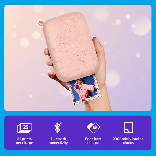 Miniatura 3 de HP Sprocket Impresora fotográfica instantánea portátil 2x3 (Rosado) - Paquete de papel Zink