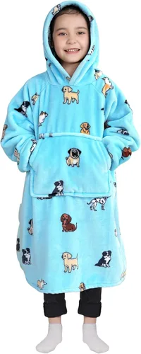 Miniatura 23 de Waitu - Sudadera tipo manta, para regalar a hombre o mujer, muy cálida y acogedora, gigantesca, con capucha, de gruesa franela, con mangas y un Negro
