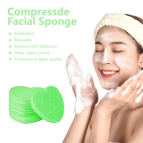 Miniatura 3 de 50 esponjas faciales comprimidas, esponja facial de celulosa 100% natural, esponjas cosméticas profesionales de spa para limpieza facial, mascarilla