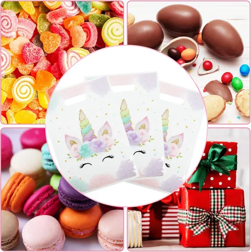 Miniatura 3 de DaiUni 30 piezas de bolsas de unicornios, bolsas de regalo de fiesta con asas para cumpleaños de niños