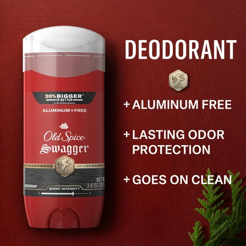 Miniatura 2 de Old Spice Desodorante sin aluminio para hombres, protección contra olores 24/7, frescura 24/7 y aroma duradero, Swagger con aroma a madera de cedro