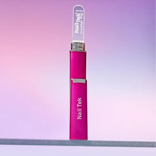 Miniatura 6 de Nail Tek Lima de cristal – Lima de uñas de cristal con estuche, duradera y suave para uñas naturales, diseño fácil de viajar, fucsia, mini 3 pulgadas