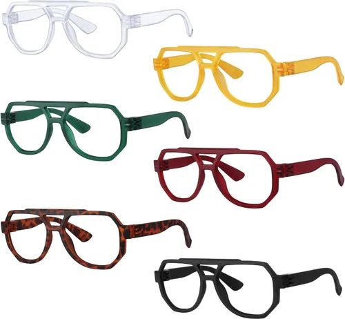 BFOCO Pilot Gafas de Lectura Sin Metal Sin Tornillos Bisagras de Resorte Paquete de 6 Lectores de Gran Tamaño con Bisagras Dobles para Mujeres y