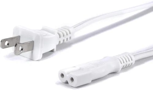 THE CIMPLE CO Cable de alimentación polarizado blanco de 2 clavijas de 3 pies – Cable de alimentación de CA con enchufe cuadrado/redondo para