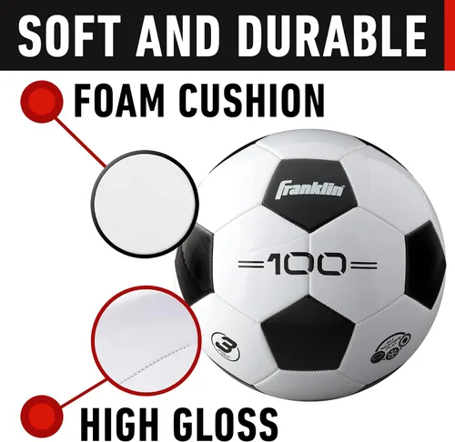 Miniatura 4 de Franklin Sports - Pelotas de fútbol para jóvenes y adultos - Tamaños 3, 4 y 5 - Paquetes individuales y a granel - Negro y blanco