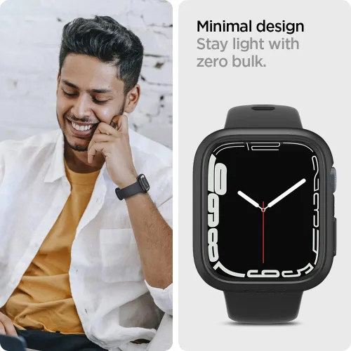 Miniatura 6 de Spigen Thin Fit Diseñado para Apple Watch Case Series 9/8/7 45mm Funda ligera de PC rígida - Negro