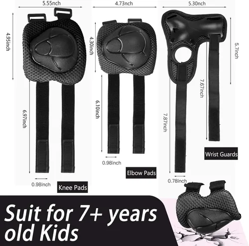 Miniatura 6 de Set de Casco de Bicicleta para Niños, Casco Ajustable para Niños de 3 a 15 Años, para Niños Pequeños, Niños y Niñas, para Varios Deportes, Negro