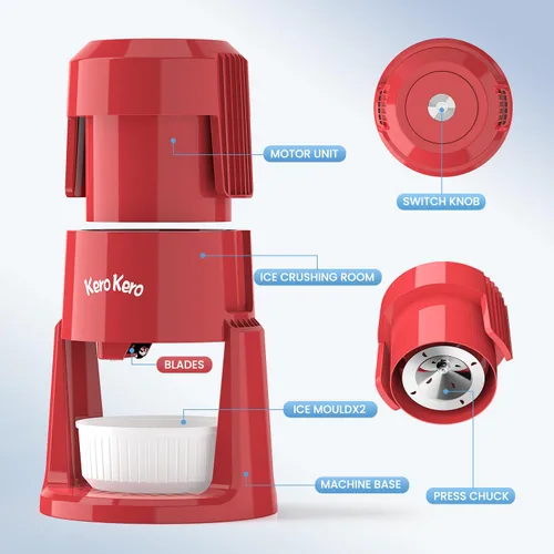 Miniatura 11 de Máquina de hielo afeitado profesional: RX03 Máquina eléctrica de cono de nieve y máquina ICEE para el hogar, potencia de 60 W, voltaje universal