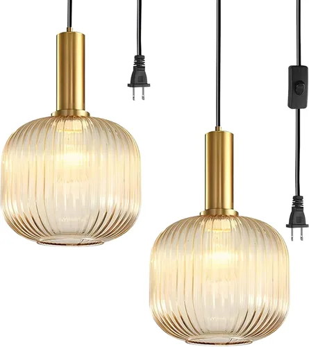 Miniatura 11 de Moderna lámpara colgante con enchufe de mediados de siglo, lámpara colgante de vidrio lechoso, lámpara colgante enchufable con luz de techo