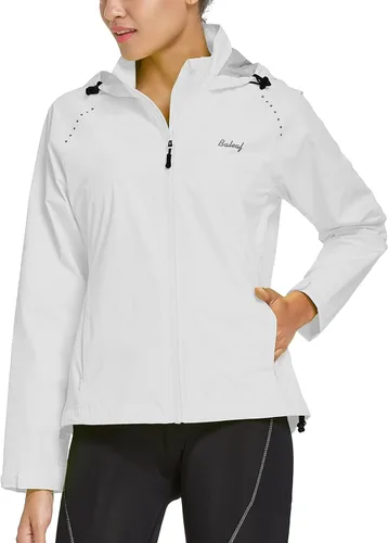 Miniatura 3 de BALEAF Chaquetas impermeables para mujer, cortavientos resistentes, para correr, ligeras, reflectantes, plegables, con capucha