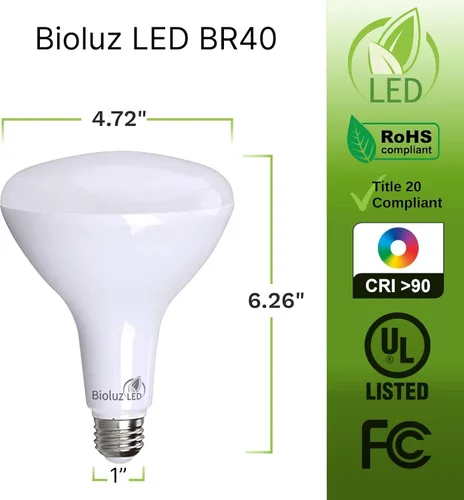 Miniatura 2 de Bioluz Paquete de 4 Bombillas de Luz LED BR40 Más Brillantes - 90 CRI Encendido Instantáneo Blanco Cálido 2700K Bombillas de Luz 16W 1400 Lúmenes
