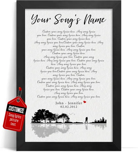 Miniatura 17 de VICILO Póster Enmarcado con Letras de Canción Personalizadas, Regalo para Padres, Acordes de Canción Perfectos, Pareja, 50° Aniversario de Boda