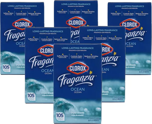 Miniatura 14 de Clorox Fraganzia - Hojas de secadora suavizantes de tela, reductoras de arrugas y antiestáticas, para ropa con gran olor, suaviza telas, aroma Océano