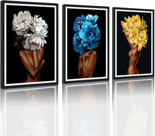 Miniatura 51 de MAMAGO Lienzo decorativo para pared, pintura de belleza dorada y negra, fotos de mujeres africanas, hermosos pósteres de mujer negra, impresiones