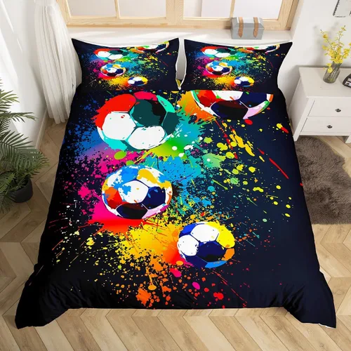 Miniatura 16 de Feelyou Juego de ropa de cama color verde azulado, tamaño individual, funda de edredón turquesa, azul, gris, grunge, degradado, para niños, niñas