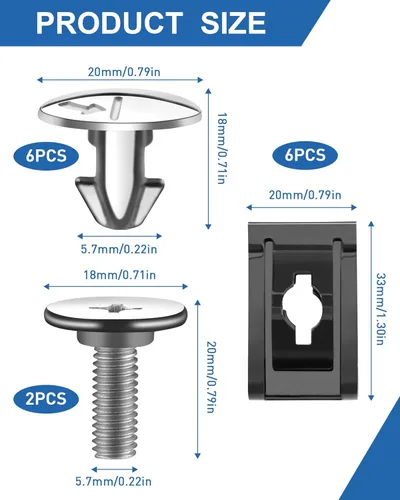 Miniatura 2 de Tornillos de pasador de cubierta inferior del motor, clips de pasador de cubierta de acceso de radiador premium, clip de sujeción de tornillo