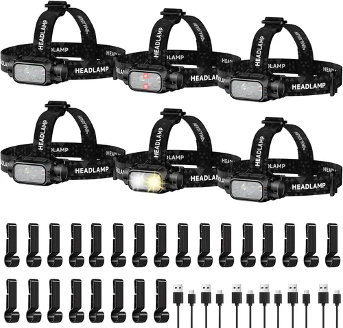 Miniatura 11 de ATDOALL Linterna frontal LED recargable, lámpara de cabeza súper brillante de alto lumen con luz roja, sensor de movimiento, 5 modos, ajustable a