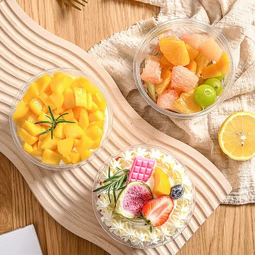 Miniatura 7 de WUWEOT Paquete de 50 cuencos de Acai con tapas, recipientes de plástico transparente de 12 onzas para postre, vasos de yogur PET con tapa