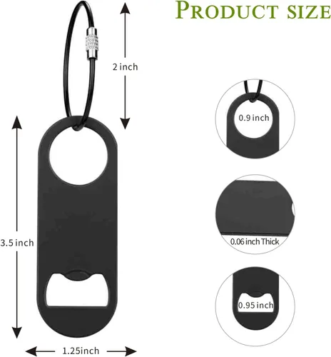 Miniatura 2 de Paquete de 5 abridores de botellas planos de acero inoxidable con llavero, llave de barra, abrebotellas de cerveza para cocina, bar o restaurante