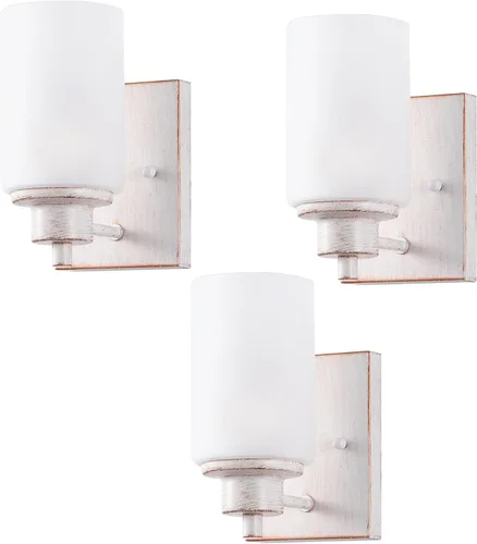Miniatura 13 de Paquete de 2 lámparas de tocador de baño, apliques de pared, modernas luces de pared de baño interiores con vidrio semillado, accesorios de pared